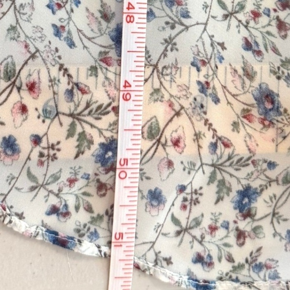 Sam Edelman Floral Faux Wrap Dress Womens 8 White Blue Ruffle Midi Dress - Picture 13 of 13
